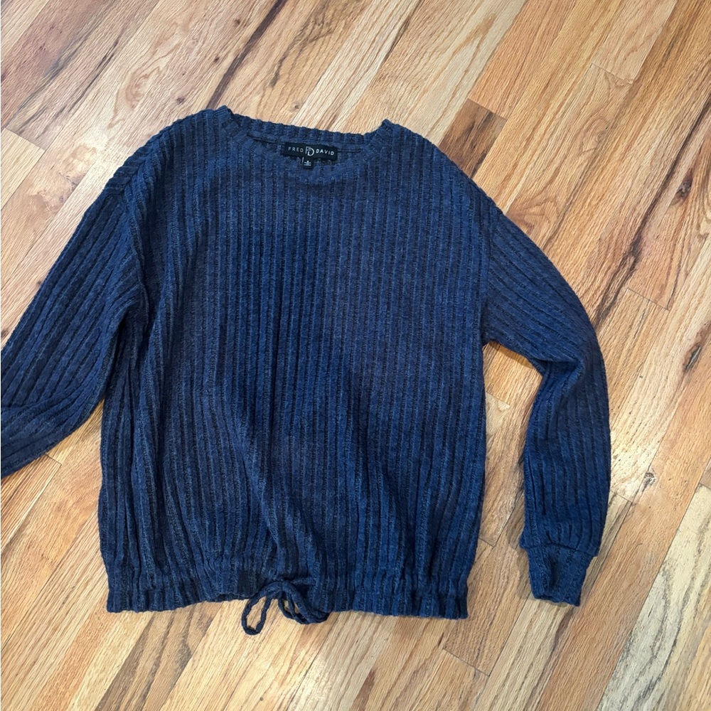 Brandy Melville Navy Ribbed Crew Neck Sweater